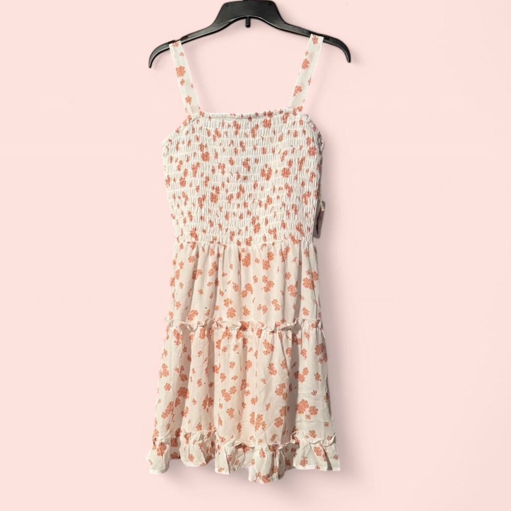 Jessica Simpson Cream and Pink Smocked Tiered Sundress